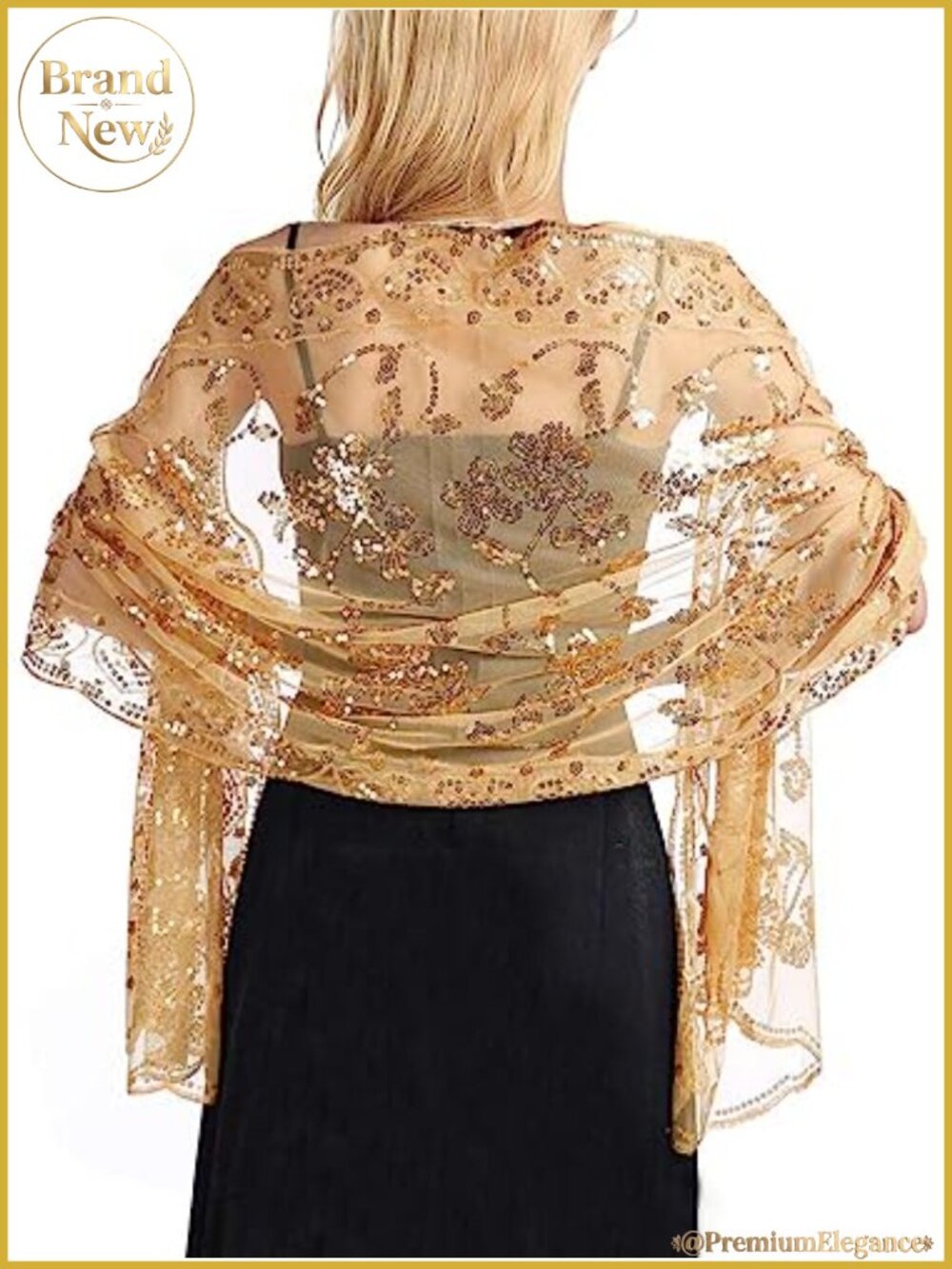 Sequin Lace Shawl Wrap Evening Dress Cover Up Wedding Accessories